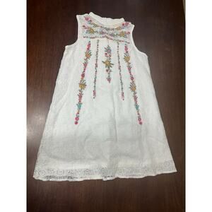 Floral Embroidered Lace Cottage Western Boho Coquette Soft Dress Small Festival
